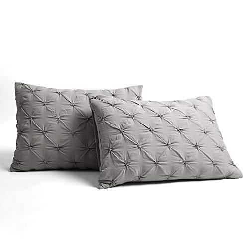 Lush Decor Ravello Shabby Chic Style Pintuck Gray 5 Piece Comforter Set with Pillow Shams King: Home & Kitchen