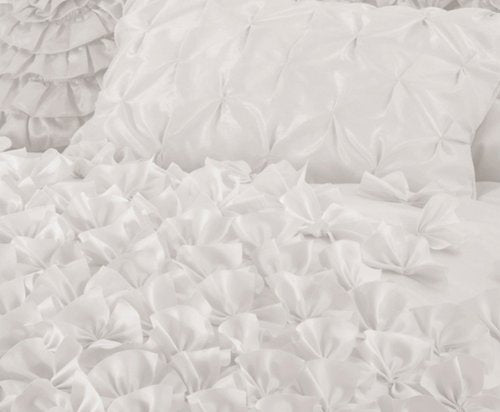 Lush Decor Lucia 4-Piece Comforter Set, King, White: Home & Kitchen