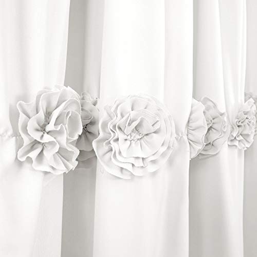 Lush Decor Darla Ruched Floral Bathroom Shower Curtain, 72â x 72â, White: Home & Kitchen