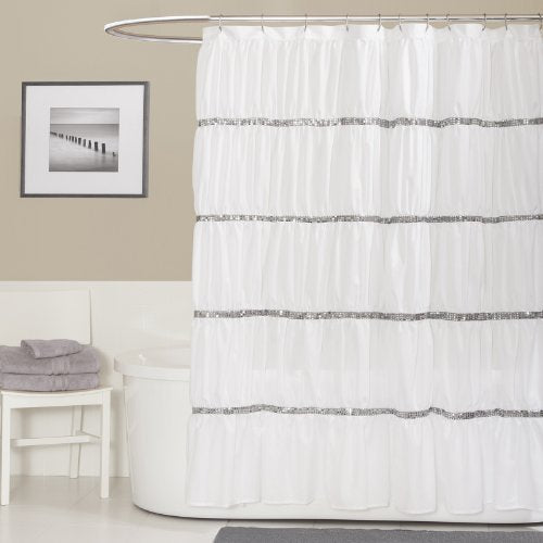 Lush Decor Twinkle Shower Curtain, White: Home & Kitchen