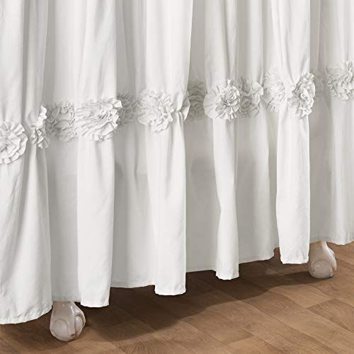 Lush Decor Darla Ruched Floral Bathroom Shower Curtain, 72â x 72â, White: Home & Kitchen