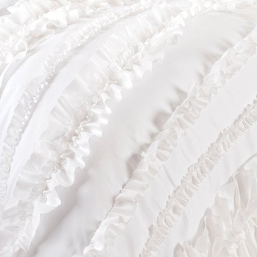 Lush Decor Belle 4 Piece Ruffled Shabby Chic Style Bed Skirt and 2 Pillow Shams, King Comforter Set White: Home & Kitchen