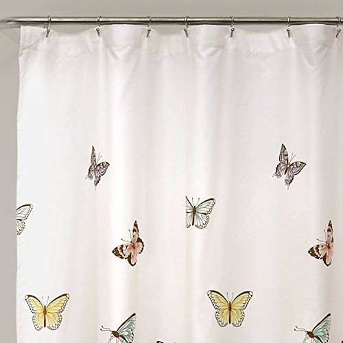 Lush Decor DÃ©cor Flutter Butterfly Shower Curtain, 72 inch x 72 inch, Pink: Home & Kitchen