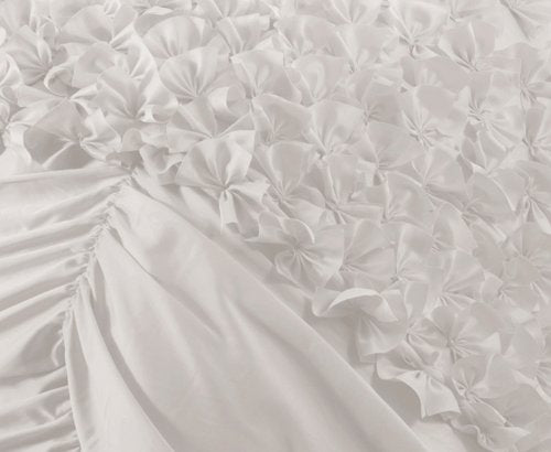 Lush Decor Lucia 4-Piece Comforter Set, King, White: Home & Kitchen