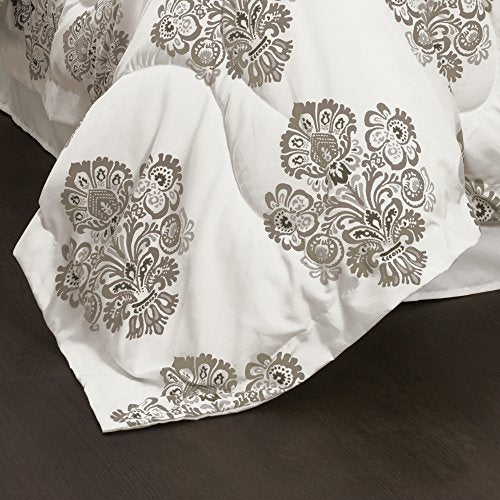 Lush Decor DÃ©cor Elizabeth Damask 6 Piece Comorter Set, Full/Queen, Gray: Home & Kitchen
