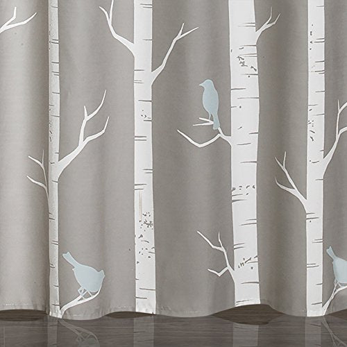 Lush Decor Bird on The Tree Shower Curtain, 72" x 72", Gray/Blue: Home & Kitchen