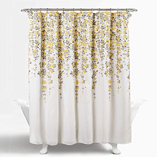 Lush Decor Weeping Flower Fabric Bathroom Shower Curtain, x 72â, Yellow and Gray: Home & Kitchen