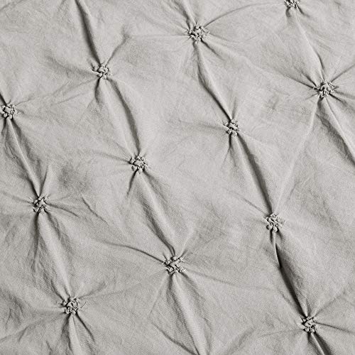 Lush Decor Ravello Shabby Chic Style Pintuck Gray 5 Piece Comforter Set with Pillow Shams King: Home & Kitchen