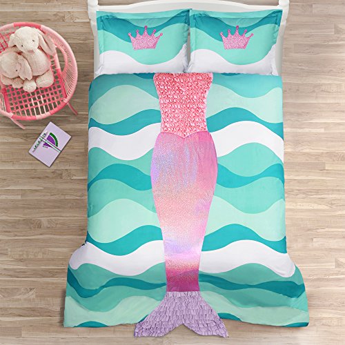 Lush Decor Mermaid Ruffle 3Piece Comforter Set, Full, Pink/Purple: Home & Kitchen