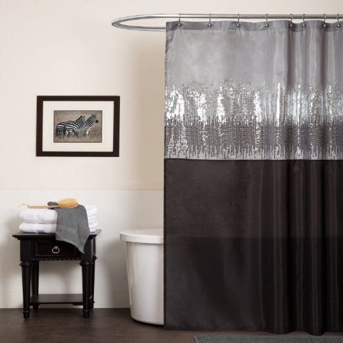 Lush Decor Night Sky Shower Curtain, 72-Inch by 72-Inch, Black/Gray: Home & Kitchen