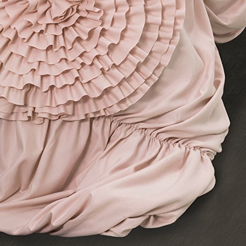 Lush Decor Serena Comforter Pink Blush Ruched Flower 3 Piece Set - King: Home & Kitchen