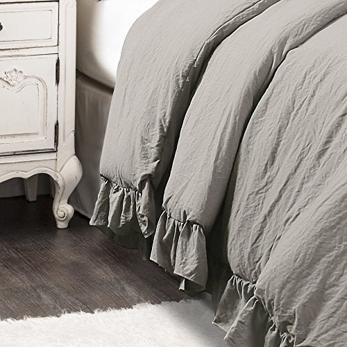 Lush Decor Reyna Comforter Ruffled 3 Piece Bedding Set with Pillow Shams Full/Queen Gray: Home & Kitchen