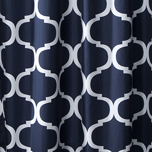 Lush Decor Geo Trellis Pattern Print Fabric Navy Bathroom Shower Curtain, 72" x 72": Home & Kitchen
