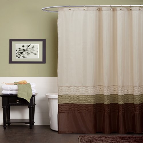 Lush Decor Mia Shower Curtain, Green/Brown: Home & Kitchen