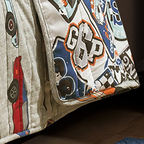 Lush Decor Race Cars 3 Piece Reversible Quilt Bedding Set, Full/Queen, Blue and Orange: Home & Kitchen