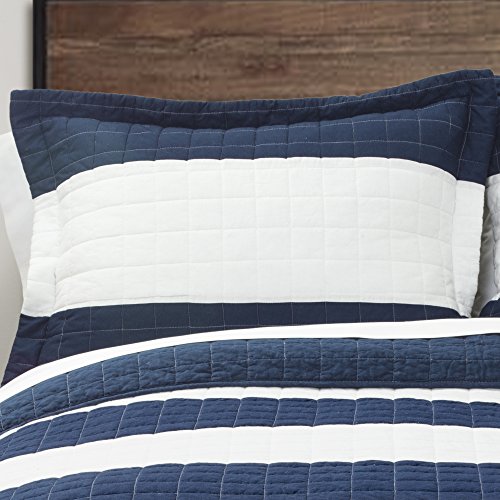 Lush Decor Lush DÃ©cor Stripe 2 Piece Quilt Set, Twin, Navy/White: Home & Kitchen