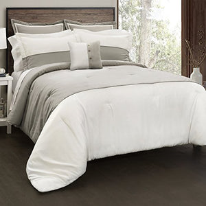 Lush Decor Lush DÃ©cor Contemporary Block 6 Piece Comforter Set, King, Gray: Home & Kitchen