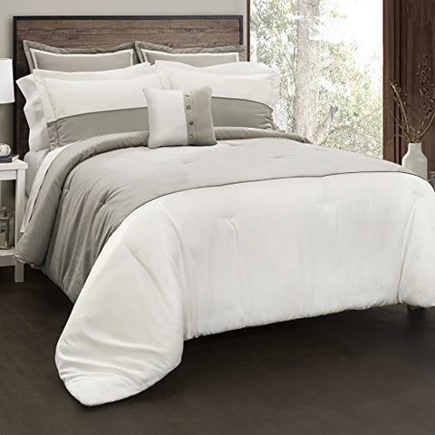 Lush Decor Lush DÃ©cor Contemporary Block 6 Piece Comforter Set, King, Gray: Home & Kitchen