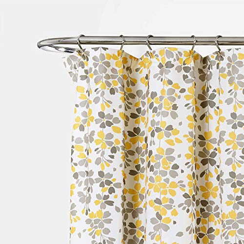 Lush Decor Weeping Flower Fabric Bathroom Shower Curtain, x 72â, Yellow and Gray: Home & Kitchen