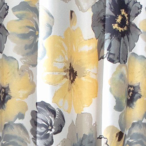 Lush Decor Leah Flower Fabric Bathroom Shower Curtain, x 72â, Yellow/Gray: Home & Kitchen