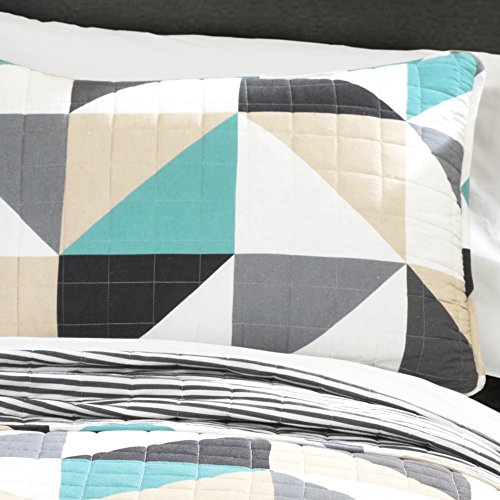 Lush Decor Lush DÃ©cor Abner Geo 2 Piece Quilt Set, Twin, Turquoise, Tuquoise: Home & Kitchen