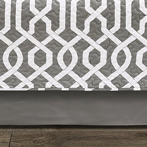 Lush Decor Edward Trellis Patterned 6 Piece Daybed Cover Set Includes Bed Skirt, Pillow Shams and Cases, 75" X 39", Gray and White: Home & Kitchen