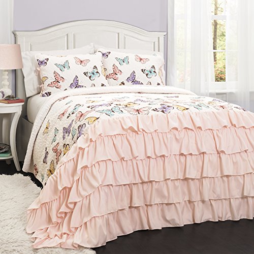 Lush Decor Lush DÃ©cor Flutter Butterfly 3 Piece Quilt Set, Full/Queen, 0: Home & Kitchen