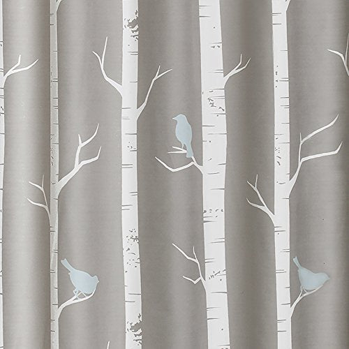 Lush Decor Bird on The Tree Shower Curtain, 72" x 72", Gray/Blue: Home & Kitchen