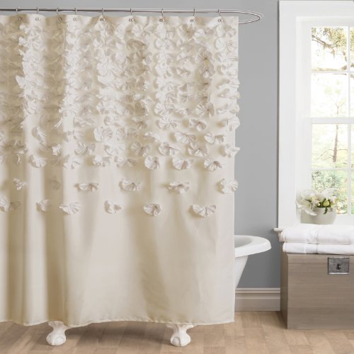 Lush Decor Lucia Shower Curtain, 72-Inch by 72-Inch, Ivory: Home & Kitchen
