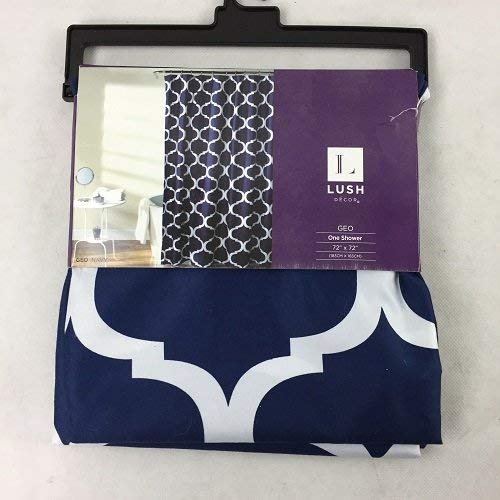 Lush Decor Geo Trellis Pattern Print Fabric Navy Bathroom Shower Curtain, 72" x 72": Home & Kitchen