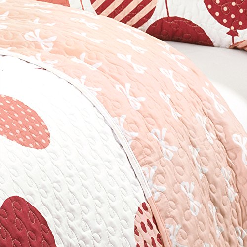 Lush Decor 16T000546 2 Piece Flying Balloon Quilt Set, Twin, Pink: Home & Kitchen