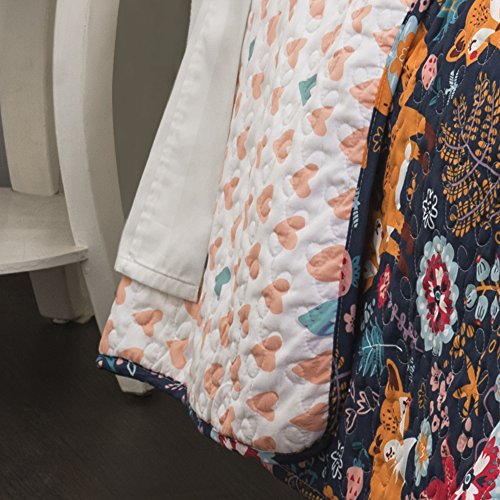 Lush Decor Pixie Fox Quilt Reversible 4 Piece Bedding Set-Navy-Full/Queen: Home & Kitchen