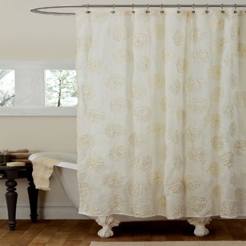 Lush Decor Samantha Shower Curtain, 72â x 72â, Ivory: Home & Kitchen