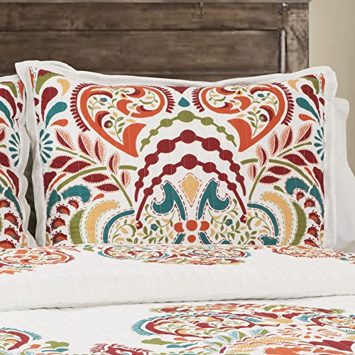 Lush Decor Clara Quilt 3 Piece Reversible Bedding Set King Turquoise and Tangerine: Home & Kitchen