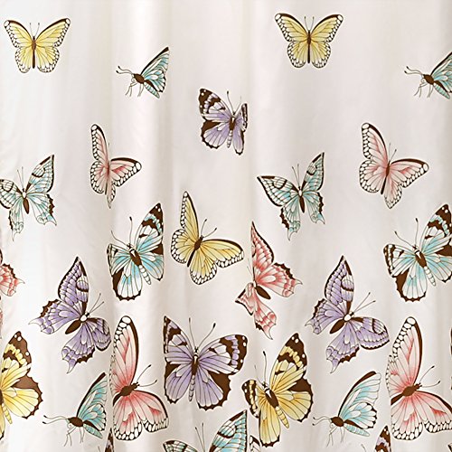 Lush Decor DÃ©cor Flutter Butterfly Shower Curtain, 72 inch x 72 inch, Pink: Home & Kitchen