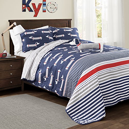 Lush Decor DÃ©cor Sausage Dog 3 Piece Quilt Set, Twin, Navy: Home & Kitchen