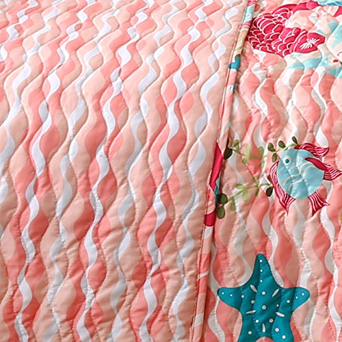 Lush Decor 4 Piece Mermaid Waves 4Piece Quilt Set, Twin, Pink: Home & Kitchen