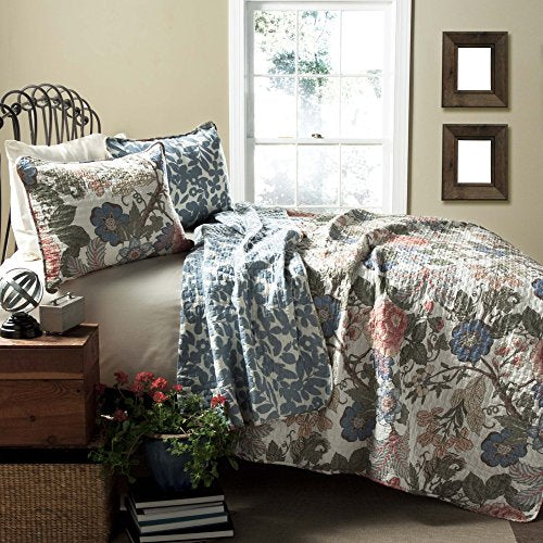 Lush Decor 3 Piece Sydney Quilt Set, King, Green/Blue: Home & Kitchen