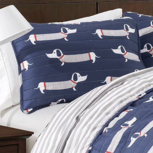 Lush Decor DÃ©cor Sausage Dog 3 Piece Quilt Set, Twin, Navy: Home & Kitchen