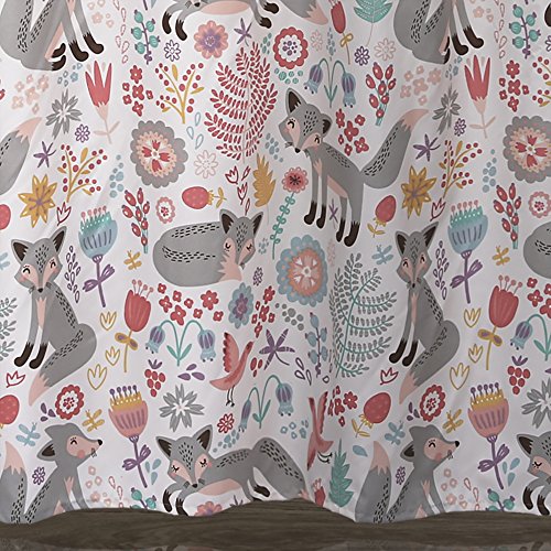 Lush Decor Pixie Fox 72" x 72" Shower Curtain, Gray: Home & Kitchen