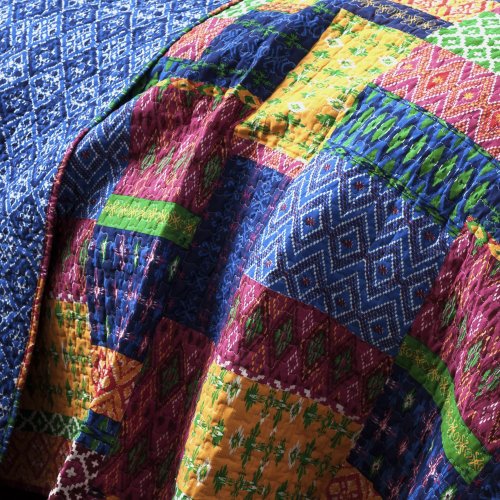 Lush Decor Misha 3-Piece Quilt Set, King, Fuchsia/Navy: Home & Kitchen