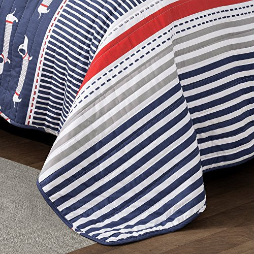 Lush Decor DÃ©cor Sausage Dog 3 Piece Quilt Set, Twin, Navy: Home & Kitchen