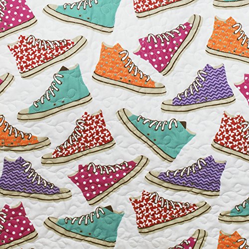 Lush Decor Lush DÃ©cor Canvas Shoes 2 Piece Quilt Set, Twin, Turquoise: Home & Kitchen