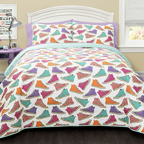 Lush Decor Lush DÃ©cor Canvas Shoes 2 Piece Quilt Set, Twin, Turquoise: Home & Kitchen