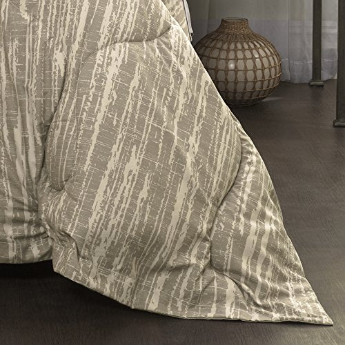 Lush Decor Rustic Stripe 6 Piece Comforter Set, Gray, Full/Queen: Home & Kitchen