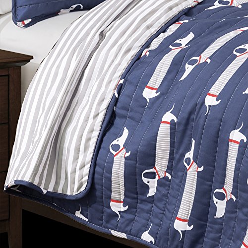 Lush Decor DÃ©cor Sausage Dog 3 Piece Quilt Set, Twin, Navy: Home & Kitchen