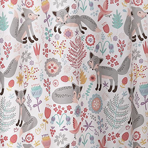 Lush Decor Pixie Fox 72" x 72" Shower Curtain, Gray: Home & Kitchen