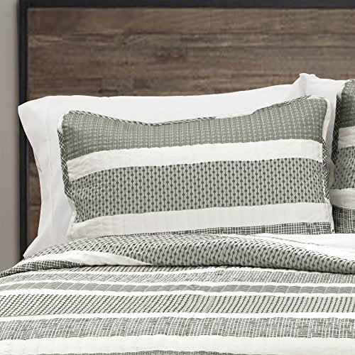 Lush Decor DÃ©cor Geometric Stripe 3 Piece Quilt Set, Full/Queen, Gray: Home & Kitchen
