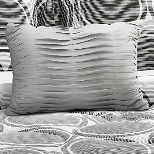 Lush Decor Textured Circle 6 Piece Comforter Set, Gray, Full/Queen: Home & Kitchen