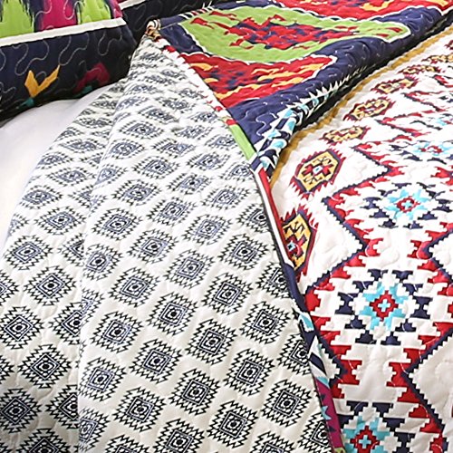 Lush Decor Sanora 5Piece Quilt Set, King, Navy: Home & Kitchen